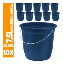 Kit 10x Balde De Plástico 7,5l Alça De Metal Limpeza Geral - Toodou