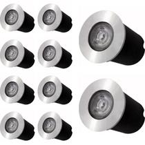 Kit 10x Balizador Blindado Piso LED 1W IP67 Bivolt Branco Quente