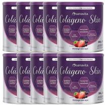 Kit 10X Colágeno Skin - 300g Morango Com Açaí - Sanavita