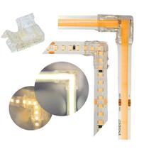 Kit 10x Conectores para Fita Led 10mm Emenda Fácil Sem Solda L 90 Curva