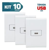 Kit 10x Conjunto Usb 1,5a Bivolt Placa 4x2 C/ Sup Linha Liz Design moderno