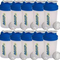 Kit 10X Coqueteleira Bottle Shaker - 400ml Tampa Azul - MHP Kit 10X Coqueteleira Bottle Shaker - 400ml Tampa Azul - MHP