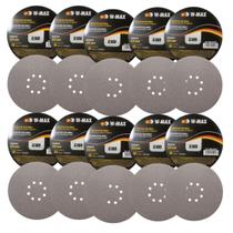 Kit 10x Discos de Lixa Wall Hook 225 8 furos Paredes e Tetos Grão 180