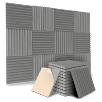 Kit 10x Espuma Acústica para Estúdio 50x50x5cm Placas Autoadesivas Anti-Ruído (Cinza)