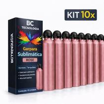 Kit 10x Garrafa de Alumínio Rose com Tampa Bola para Sublimação 600ml