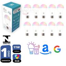 Kit 10x Lâmpada Bulbo Smart inteligente RGB Wifi E27 Bivolt