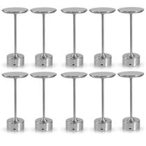 Kit 10x Luminária de Mesa Candeeiro Led Prata Sem Fio Tutto Home Recarregável Grande