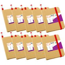 Kit 10x Mini Cadernetas 7x11cm 70 Folhas Sem Pauta Eco Begônia TopGet