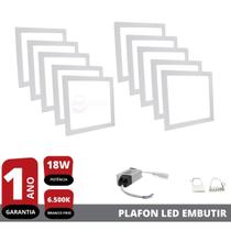 Kit 10X Plafon Painel Led 18w Branco Frio Quadrado Embutir - ECONOMAX