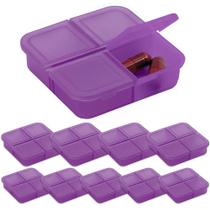 Kit 10x Porta Comprimidos com 4 Divisórias TopGet Violeta