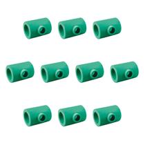 KIT 10x Tee com Redução 40 x 25 mm PPR Verde para Água Quente e Fria AMANCO