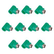 KIT 10x Tee Macho 25 x 3/4" BSP PPR Verde para Água Quente e Fria AMANCO