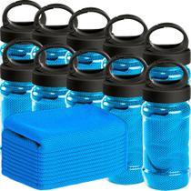 Kit 10x Toalha Esportiva Gelada Refrescante TopGet Azul Claro