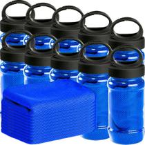 Kit 10x Toalha Esportiva Gelada Refrescante TopGet Azul