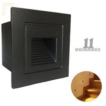 Kit 11 Balizador Parede Preto Mini Embutido Led Externo