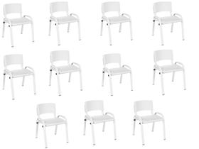 Kit 11 Cadeiras Infantil Iso, Escola, Base Branco-Branco
