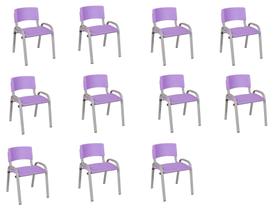 Kit 11 Cadeiras Infantil Iso, Escola, Base Cinza- Lilas Kit 11 Cadeiras Infantil Iso, Escola, Base Cinza- Lilas