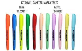 Kit 11 Canetas Marca Texto Neon e Pastel Masterprint MP612