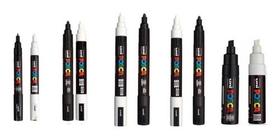 Kit 11 Canetas POSCA PC-1M, 3M, 5M e 8K Pretas e Brancas