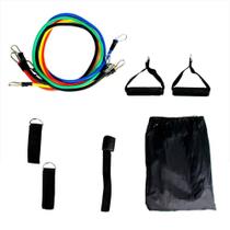 Kit 11 Elásticos Extensor Treino Resistente Exercicio Tensão Power Bands Academia Musculação Fitness