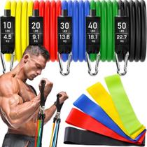 Kit 11 Extensor Elástico Treino Em Casa + Kit 5 Mini Band Kit 11 Extensor Elástico Treino Em Casa + Kit 5 Mini Band