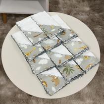Kit 11 Fraldinha de Boca Bebê Babete Dupla Camada linha SUPREME - Mãe e Filho Enxovais