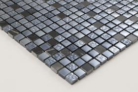 Kit 11 Pastilhas De Vidro C/ Pedras Naturais Preto Gs257 15x15x8mm