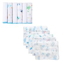 Kit 11 Peça 5 Fralda 60X60 6 Paninho De Boca 30X30 Masculino