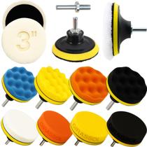 Kit 11 Peças 3 Pol. 76mm Disco Espuma Boina Lã Prato Pino M14 Polimento Automotivo KP16