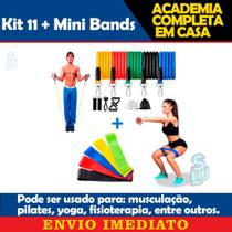 Kit 11 Peças + 5 Mini Bands Malhar em Casa Treino Exercícios Físicos Academia Elástico Fácil de Usar - slu fitness