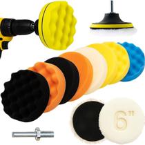 Kit 11 Peças 6 Pol. 150mm Disco Espuma Boina Lã Prato Pino M14 Polimento Automotivo KP19