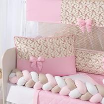 Kit 11 peças Berço Americano Trançado Doce Bebe Protetor Quarto Bebe Laço Imperial Chuva Amor