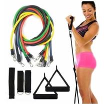 Kit 11 Peças Elástico Extensor 11 Peças Para Exercício Funcional Forte Academia Musculação Tubing Yoga