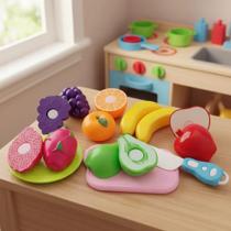 KIT 11 Peças Frutas Legumes Crec Brinquedo Com tiras autocolantes Cozinha Frutas Brincando De Comidinha