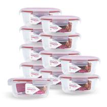 Kit 11 Potes Hermético Redondo De Vidro Com 4 Travas 1300ml