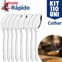 Kit 110 Colher de Mesa de Aço Inox Premium Talher Para Casas Restaurantes Bares Buffet Sopa