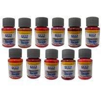 Kit 11x Tintas Para Tecido Tekbond 37ML Tons de Vermelho