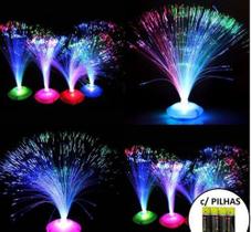 Kit 12 Abajur Fibra Optica Enfeite Decoração Aniversários Neon c/ Pilhas - Festas e Decor