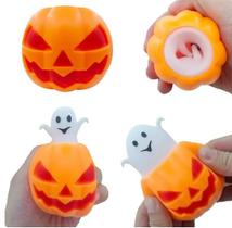 Kit 12 Abóboras Squishies de Plástico p/ Decoração Halloween