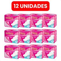 Kit 12 Absorvente Cotton Line Seco Com Abas Com 8 Unidades Kit 12 Absorvente Cotton Line Seco Com Abas Com 8 Unidades