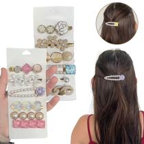 Kit 12 Acessórios Cabelo Presilha Grampo Modelo Sorriso Pedras Flor Kit 12 Acessórios Cabelo Presilha Grampo Modelo Sorriso Pedras Flor