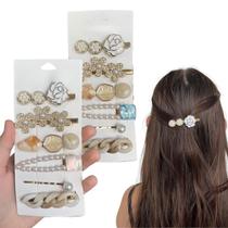 Kit 12 Acessórios Cabelo Presilha Grampo Pedras Luxo Strass