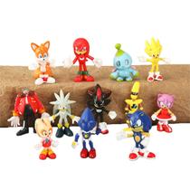 Kit 12 Action Figure Serie Jogo Sonic Metal Super Tails Amy