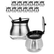 Kit 12 Açucareiro Com Colher Revestido Aço Inox E Vidro Restaurante 300ml Kit 12 Açucareiro Com Colher Revestido Aço Inox E Vidro Restaurante 300ml