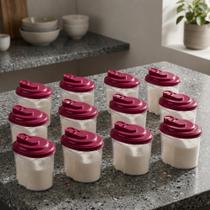 Kit 12 Açucareiro Farinheira 700ml Pote Plástico BPA FREE Tampa Bico Dosador Achocolatado Grãos Kit 12 Açucareiro Farinheira 700ml Pote Plástico BPA FREE Tampa Bico Dosador Achocolatado Grãos