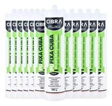 Kit 12 Adesivo Selante Pu Fixa Cuba Cinza 400g Cibra