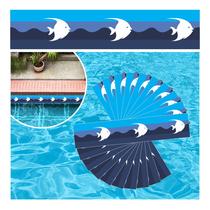 Kit 12 Adesivos Faixa Piscina Fundo Do Mar 100x20cm