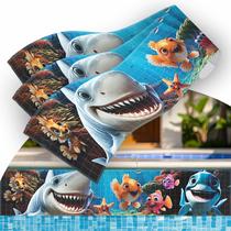 Kit 12 Adesivos Piscina Vinílico Fundo do Mar Tubarão 100x20cm