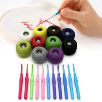 Kit 12 Agulhas de Croche Cabo Plastico Leve Anatomico 12 Linhas Para Croche Bordar Bordado Coloridas