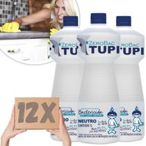 Kit 12 Álcool líquido Tupi Zerobac Neutro 1 Litro Elimina 99,9% dos Germes e Bactérias Limpeza em Geral